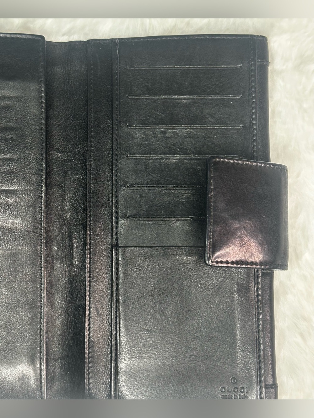 *GUCCI* VTG Cherry Line Black Leather Long Wallet COA - Picture 9 of 14